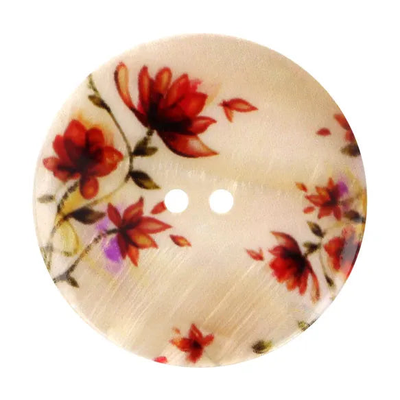 Parelmoer knoop bloemenprint